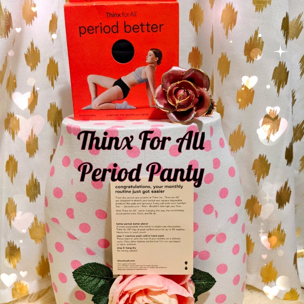 Thinx Period Panty Underwear Womens Large Black Organic Cotton Panties NWT